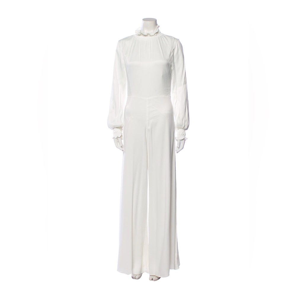Vanessa Cocchiaro White Mock Neck Jumpsuit S